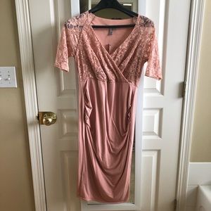 ASOS Pink Lace Maternity Dress
